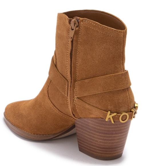 New Michael Kors Goldie Suede Stacked Booties - Picture 3 of 11